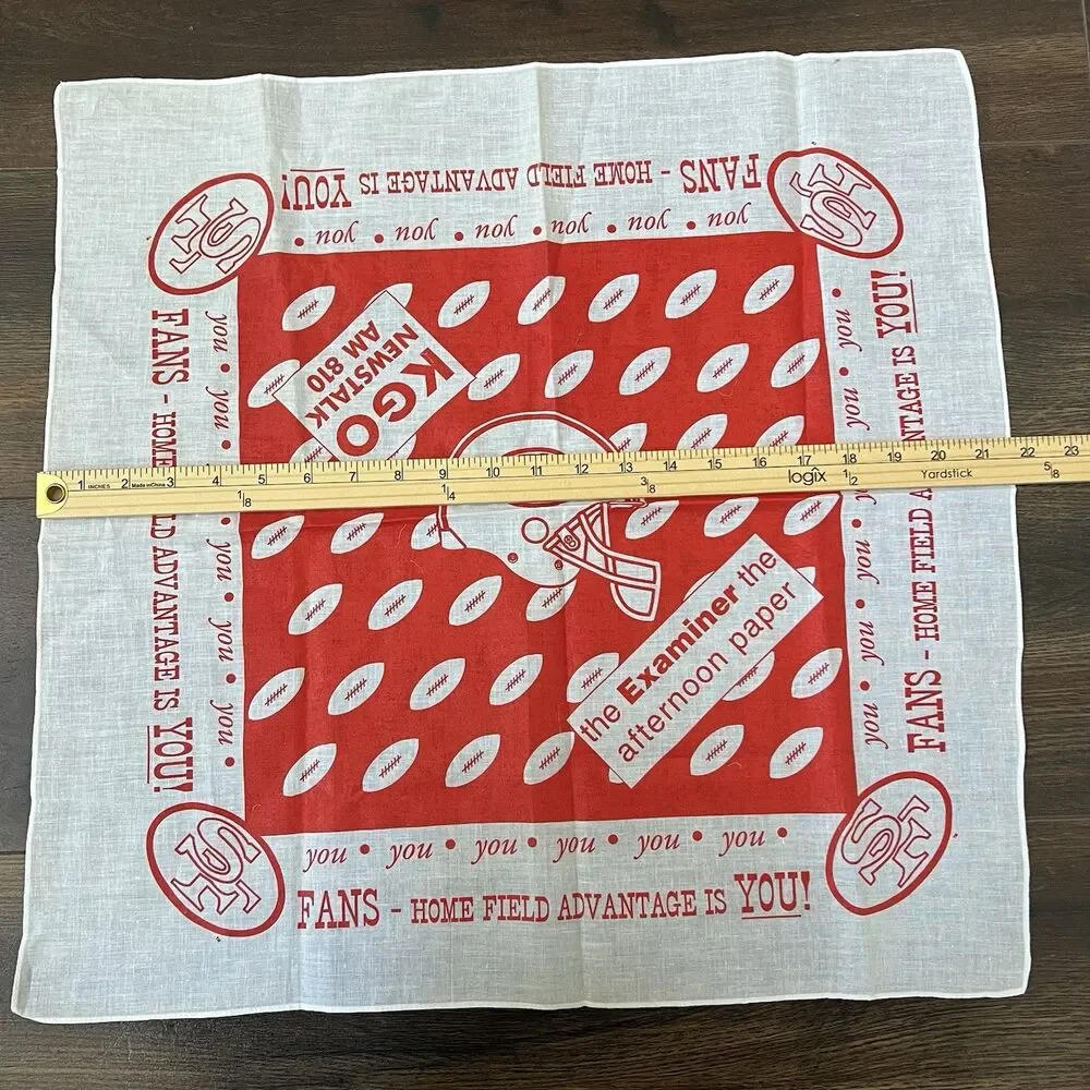 Vintage The Examiner KGO AM 810 San Francisco 49ers Fans Bandana Scarf New White